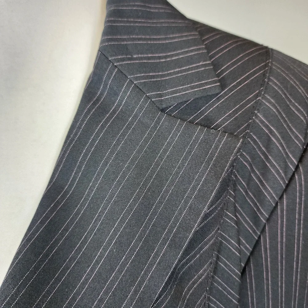 Worthington Pinstripe Skirt Suit Set Womens 12 Gray A-Line Office Business Work